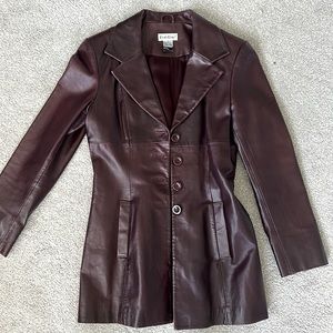 Vintage BeBe Leather 4 Button Blazer Small burgundy, color